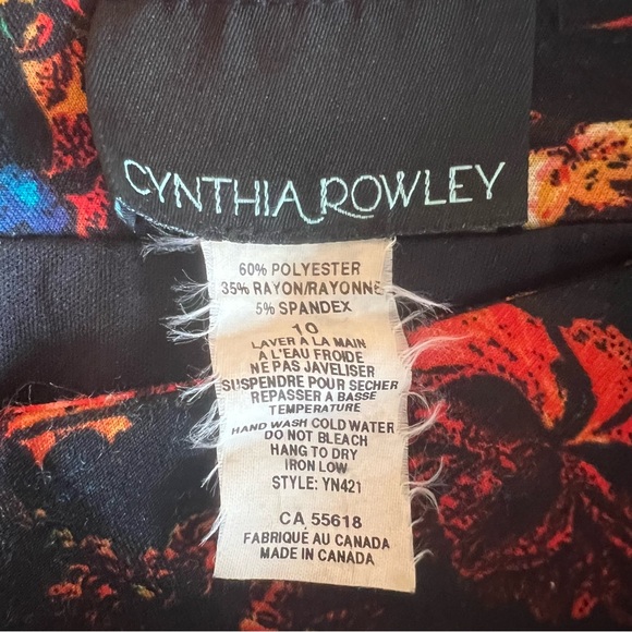 Size 10 Cynthia Rowley Black Floral Pencil Skirt - Picture 7 of 8